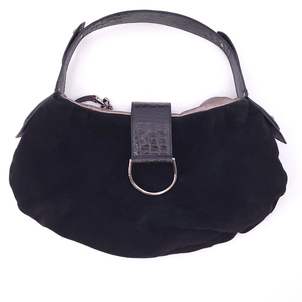 Donald J Pliner Black Suede Leather Hobo